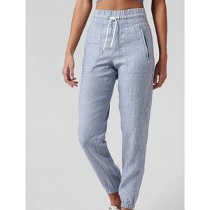 ATHLETA Cabo Linen Jogger Pants Chambray Blue size 6
